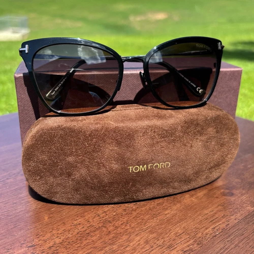 Tom Ford Women's Black Cat-Eye Sunglasses with Dark Lenses